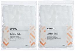 Amazon Brand - Solimo Cotton Balls - 100 Units (Pack of 2)