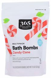 365 by Whole Foods Market, Limited Edition Bath Bombs, Candy Cane (5-1.5 Ounce), 7.5 Ounce