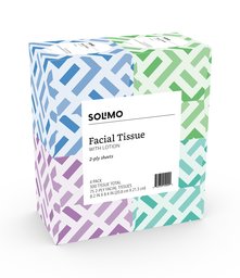 Amazon Brand - Solimo Facial Tissues with Lotion, 75 Tissues per Box (4 Cube Boxes)