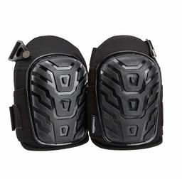 AmazonBasics - Rodilleras profesionales, relleno de espuma resistente, cómoda almohadilla de gel, con clips fácilmente ajustables, negro, 1 par