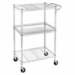AmazonCommercial 3-Tier Wire Rolling Cart, NSF Certified, 29