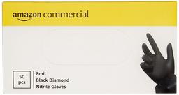 AmazonCommercial Powder Free Disposable Nitrile Gloves, 8 mil, Black, Diamond Textured, Size XL 240 mm, 500 (10 Boxes of 50)