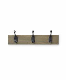 AmazonBasics - Perchero de madera de pared, 3 ganchos modernos 34 cm, Madera noble