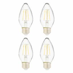 AmazonBasics 60 Watt Equivalent, Clear, Dimmable, F15 LED Light Bulb| Soft White, 4-Pack
