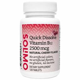Amazon Brand - Solimo Quick Dissolve Vitamin B12 2500 mcg, Natural Cherry Flavor, 120 Tablets, Four Month Supply