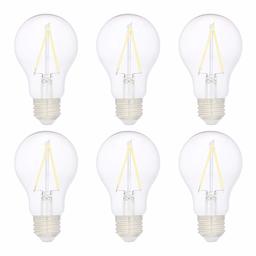 AmazonBasics 40W Equivalent, Clear, Daylight, Non-Dimmable, 10,000 Hour Lifetime, A19 LED Light Bulb | 6-Pack