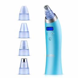 Umi. Blackhead Remover Vacuum Suction Facial Pore Cleaner Electric Acne Comedone Extractor Kit with 4 Replacement Head & LCD Screen for Women and Men Black Heads Extraction (Blue)