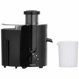 AmazonBasics Wide-Mouth, 2-Speed Centrifugal Juicer with Juice Jug and Pulp Container, Black