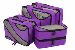Eono by Amazon - Packing Cubes Travel Luggage Organizers Suitcase Organizer Packing Organizers, 6 Set (2L+2M+2Slim), Purple