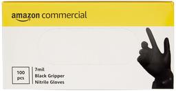 AmazonCommercial Powder Free Disposable Nitrile Gloves, 7 mil, Black,Gripper,240MM Size XXL, 900 (10 Boxes of 90)