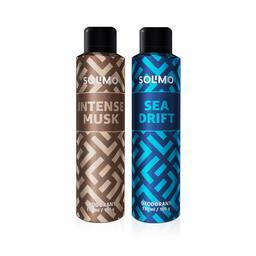 Amazon Brand - Solimo Gas Deodorant - Pack of 2 (Intense Musk, Sea Drift)