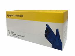 AmazonCommercial Guantes de nitrilo desechables, sin polvo, 9 mm (mils), azul real, microdiamantes, 285 mm para el tamaño EEG, 50 por paquete