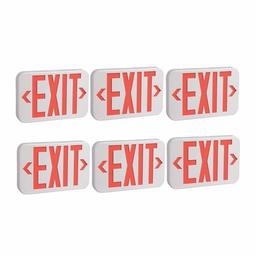 AmazonCommercial LED Emergency Exit Sign, UL Certified, 6-Pack, Double Face Exit with Battery Backup
