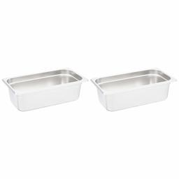 AmazonCommercial - Mesa de vapor de acero inoxidable de 1/3 tamaño profundo, antiatasco, calibre 22, paquete de 2, 1/3 Size x 4