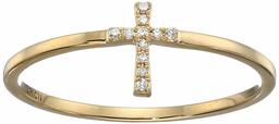 Amazon Collection Anillo de Oro Amarillo de 10 Quilates con Diamantes