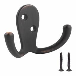AmazonBasics Small Double Prong Robe Hook Oil Rubbed Bronze (5 Pack)