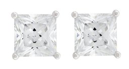 [AJC コレクション]AJC Collection ピアス プラチナ コーティング 5.5mm プリンセス CZ ピアス