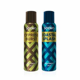Amazon Brand - Solimo No Gas Deodorant - Pack of 2 (Cypress Burst, Coastal Splash)