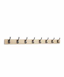 AmazonBasics Wall Mounted Coat Rack, 8 Modern Hooks, Set of 2, Natural (Renewed)