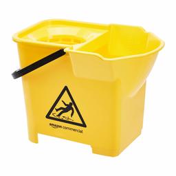 AmazonCommercial Pail and Mop Strainer Combo With Dirt Filter, 17-Quart, Yellow - 6-Pack