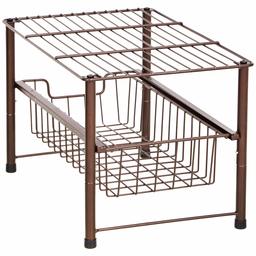 AmazonBasics Stackable Sliding Basket Drawer Storage Organizer - Bronze