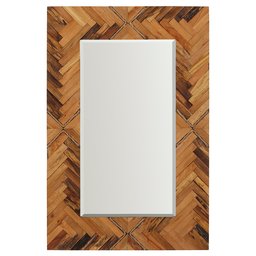 Amazon Brand – Stone & Beam Rustic Wood and Rope Geo Mirror, 36