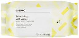 Amazon Brand - Solimo Refreshing Wet Wipes, Lemon Grass - 30 Wipes