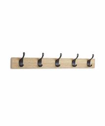 Amazon Basics - Perchero de Pared - 5 Ganchos Modernos (renovado), Paquete de 2, Natural, 1