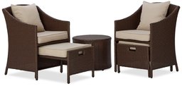 Strathw – Garden Furniture – Basics Weather-Proof Polyrattan Garden Furniture Set – 5 Pieces