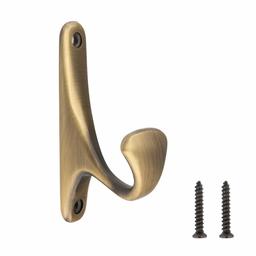 AmazonBasics Curved Single Prong Coat Hook, Antique Brass, 5-Pack