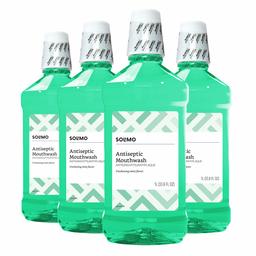 Amazon Brand - Solimo Antiseptic Mouthwash, Mint Flavor, 1 Liter (Pack of 4)