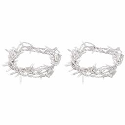 AmazonBasics 50 LED Commercial Grade Indoor/Outdoor Christmas String Lights with White Rope, Bright White LED, 16-Foot, 2-Pack