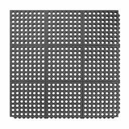 AmazonCommercial Anti-Fatigue Drainage Modular Mat With 2- Sided Built-In Connectors, Rubber with Grit for Enhanced Traction, 3' X 3', 5/8