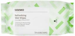 Amazon Brand - Solimo Refreshing Wet Wipes, Cucumber - 30 Wipes