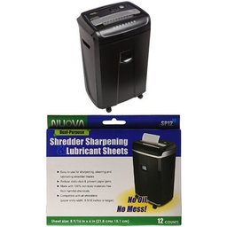 AmazonBasics 24-Sheet Cross-Cut Paper, CD, and Credit Card Shredder with Pullout Basket and Nuova SP12 Shredder Sharpening & Lubricant Sheets, 12 Count Bundle