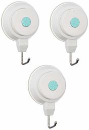 Amazon Brand - Solimo Suction Hooks, Set of 3, White