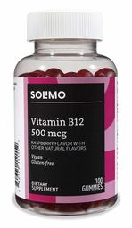 Amazon Brand - Solimo Vitamin B12, 500 mcg, 100 Gummies (2 Gummies per Serving)