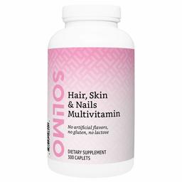 Amazon Brand - Solimo Hair, Skin & Nails Multivitamin, Biotin 3000 mcg per Serving (2 Caplets), 300 Caplets, Value Size