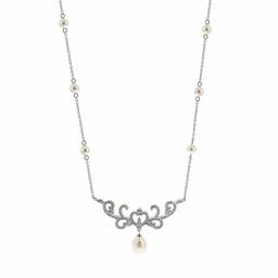[Find] Amazon Collection Rhodium Plated suta-ringusiruba-kuriakyu-bikkuzirukonia and Freshwater Necklace pa-rusukuro-runekkuresu jen01479 _ 110pe00jd00 