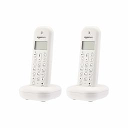 AmazonBasics 2 Telefono Domestico Cordless DECT senza segreteria telefonica, bianca - intuitivo da usare