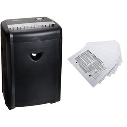 AmazonBasics 12-Sheet High-Security Micro-Cut Paper, CD, and Credit Card Shredder and Aleratec Shredder Lubricant Sheets (Pack of 12) Set