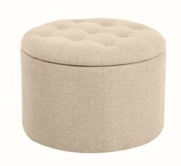 Amazon Brand – Ravenna Home Justin Round Tufted Storage Pouf Ottoman Bench, 24