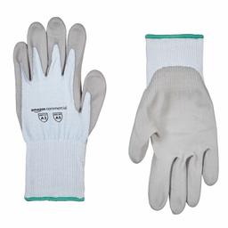 AmazonCommercial 18G Goldsilk & PU Coated Gloves (Blue/Grey), Size M, 1 Pair