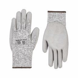 AmazonCommercial 13G HPPE & PU Guantes recubiertos (sal y pimienta/gris), talla L, 1 par