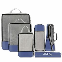 Eono by Amazon – Kompression Packkuber, resebagage organiseringsset, Resebyråer, utdragbara organiseringsväskor för reseresväska organisation, marin, 6 set