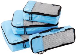 AmazonBasics Packing Cubes - Small, Medium, Large, and Slim (4-Piece Set), Sky Blue