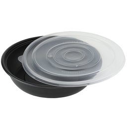 Simplemente ofrecer 20.3 cm Base redonda de plástico tazón de comida para llevar con tapa transparente