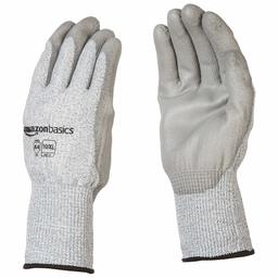 AmazonBasics Cut Resistant (Cut Level A4) Polyurethane Coated Work Gloves, Touch Screen, Salt & Pepper, Size 10