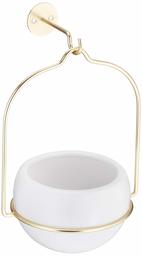 AmazonBasics Hanging Planter, Round - White/Brass (3-Pack)