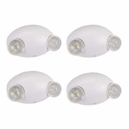 AmazonCommercial LED Emergency Light, UL Certified, 4-Pack, Adjustable Two Heads, Battery Backup
